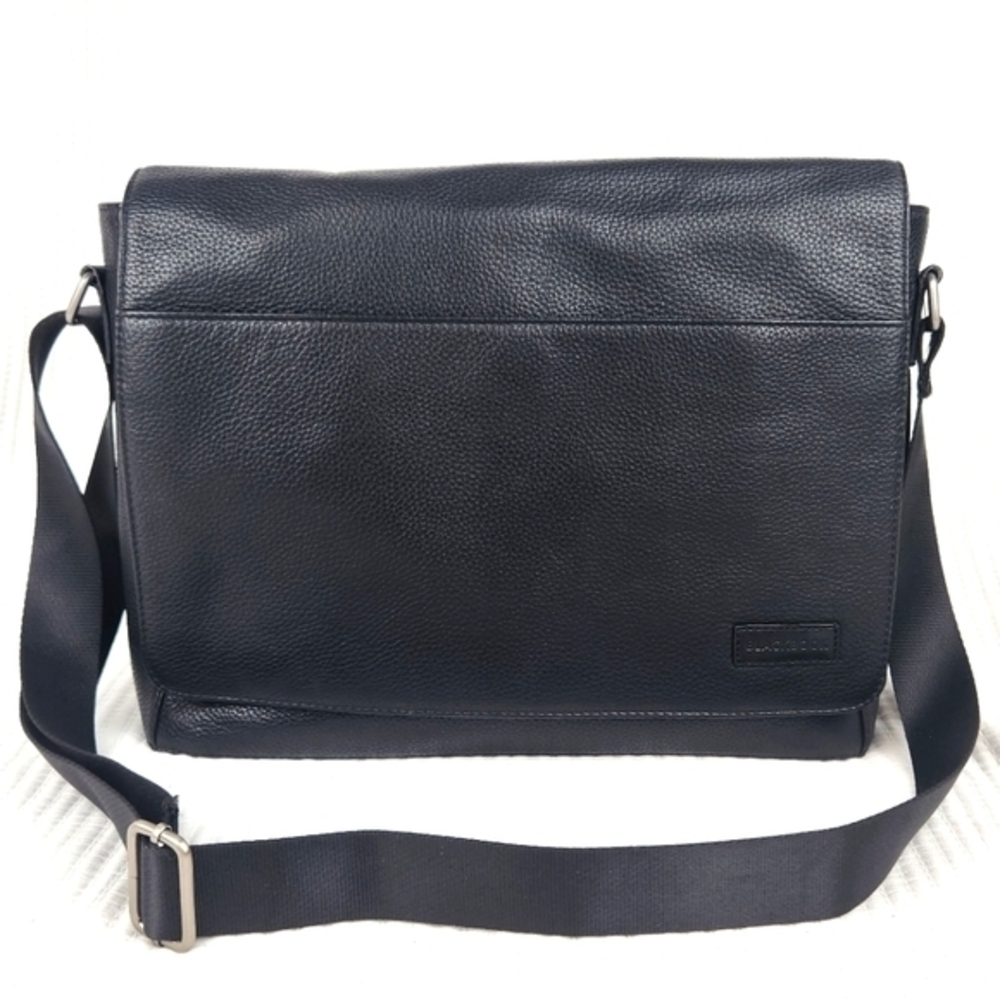 Bugatti Blackbook Pebble Leather‎ Briefcase Work Bag Adjustable Strap Profession